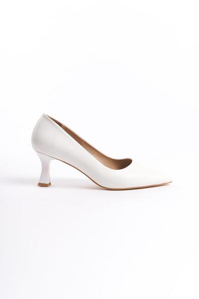 Modabuymus Kandy White Matte - Pantofi scurti cu toc Goblet