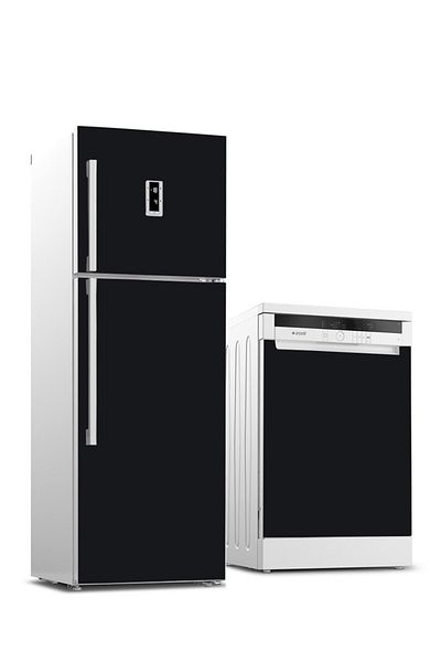 mandalin reklam Black Refrigerator and Dishwasher Covering Set Sticker