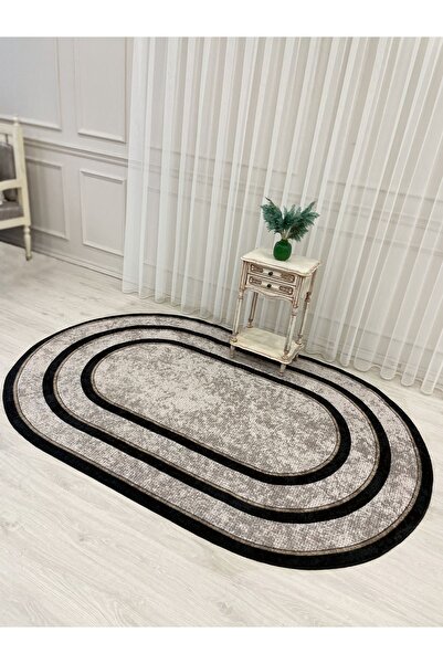 Brillant Kahve - Siyah - Hasır Jüt Sisal Bordürlü Görünümlü Dekoratif Halı