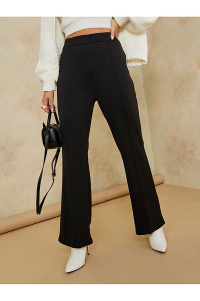 Styli High Waist Seam Detail Wide Leg Trouser