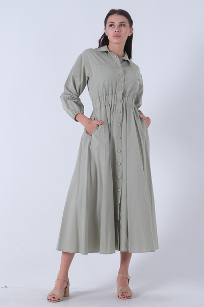 Feminist Mint Hijab Dress - Neck Snap, Model422134