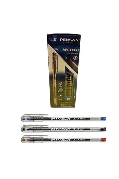 Pensan My Tech 1.0 Mm Red Needle Point Pen - Pack of 25 Ballpoint Pensan