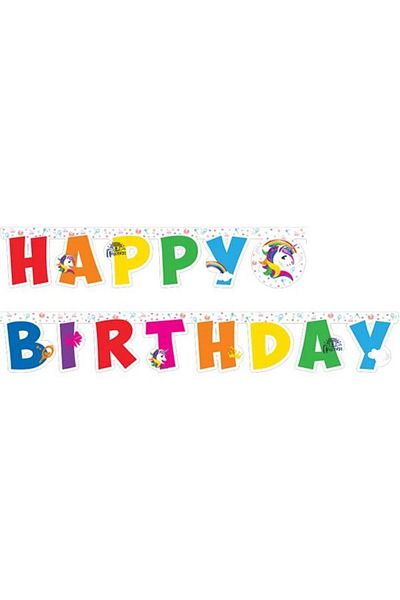 BalonEvi Unicorn Happy Birthday Banner - Rainbow Balonevi