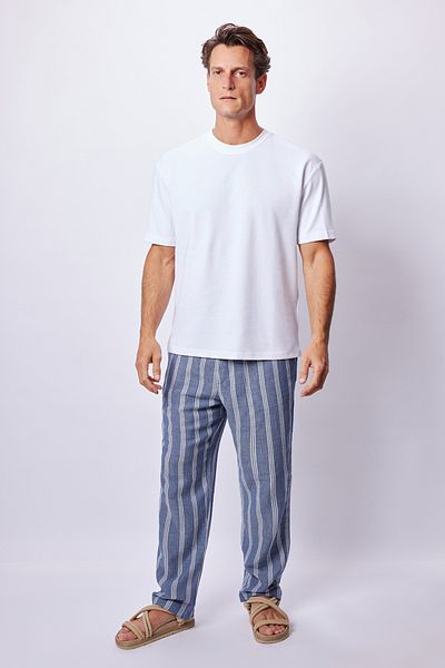 Dear Deer Muslin Cotton Blue Striped Trousers
