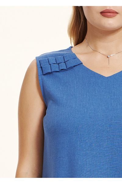 EVEN plus size Plus Size Blue Linen Dress