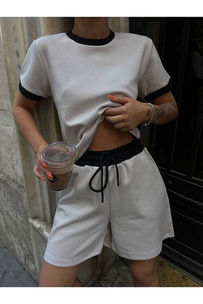 Friday Mood Garni Detailed Women's Shorts and T-Shirt Set