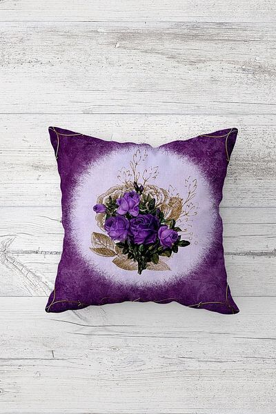on the clouds Vintage Purple Roses Μαξιλαροθήκη με κρυφό φερμουάρ με στάμπα διπλής όψης Μαξιλαροθήκη για μαξιλάρια καθίσματος