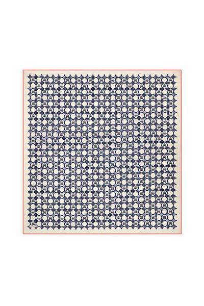 Bursa İpek Ecru Chain Monogram Twill Silk Scarf