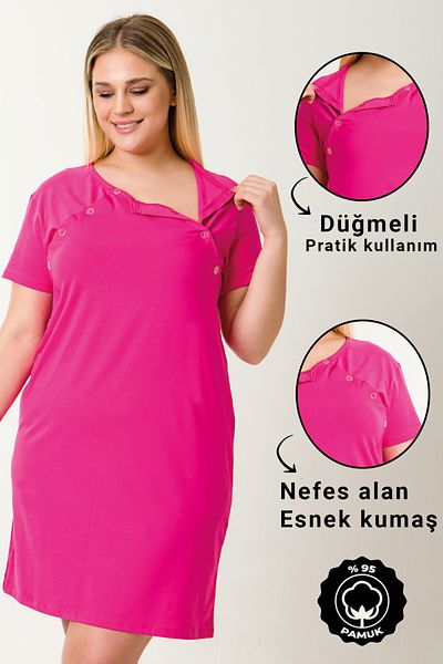 par lingerie pl Fuchsia Short Sleeve Maternity Nursing Nightgown