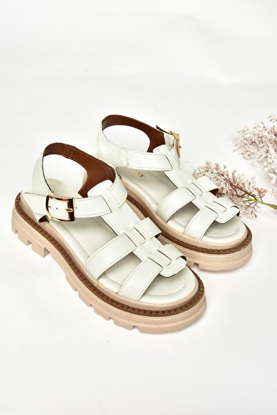 Fox Shoes S437302009 Bílé dámské sandály se silnou podrážkou