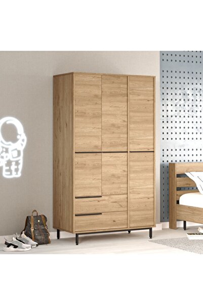 L'occi Concept Leena Gardırop 3 Kapı 2 Çekmece Metal Ayaklı 196cm Sepet LA15-S