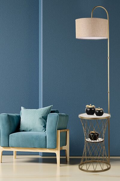 Begüsa Evsa Sehpa Lambader Eskitme Mermer Ahşap Hasır Şapka