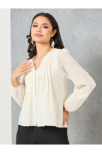 Styli بلوزة مطرزة بالدانتيل مع أزرار