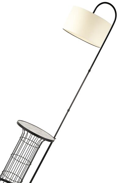 Begüsa Cemre Sehpa Lambader Siyah Mermer Ahşap Krem Şapka