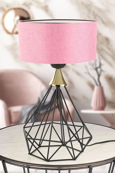 Begüsa Black Pink Sude Table Lamp Hat