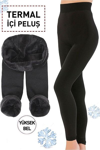 SAUNA SUIT Γυναικείο Μαύρο Θερμικό Κολάν Χειμερινό Λούτρινο Ψηλόμεσο Κολάν.