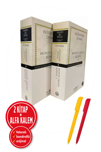 TÜRKİYE İŞ BANKASI KÜLTÜR YAYINLARI Alfa Kalem+Monte Cristo Kontu 2 Cilt Kita...