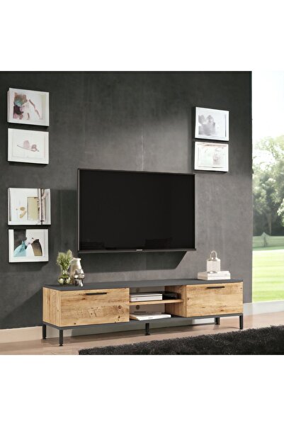 L'occi Concept Joseph 160 Cm 2 Kapaklı Raflı Tv Ünitesi Metal Ayaklı Çam Jz1-aa