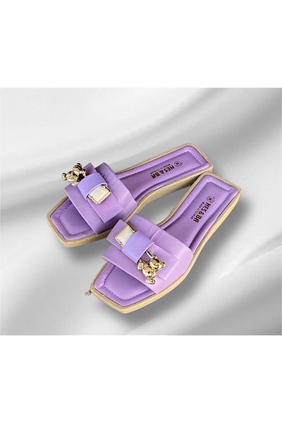MODA γυναικείες casual παντόφλες με πολύχρωμη αγκράφα και ελαφριά σόλα