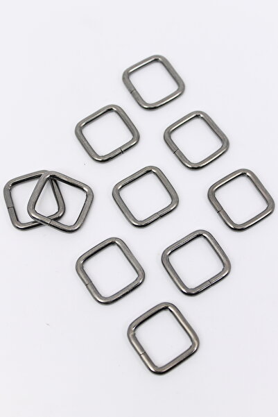 ERDAL DERİ 10 adet 2 cm metal kare halka siyah nikel