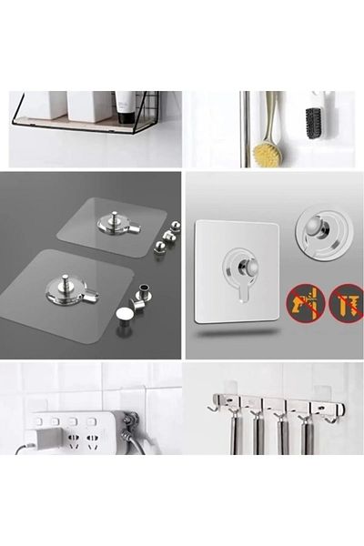 NEWSTORE HOME 4 Pieces Adhesive Stainless Steel Hanging Kitchen Bathroom Home Wall Decor - Picture Frame