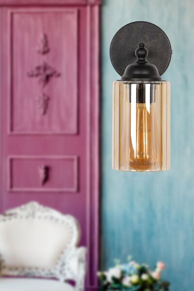 Begüsa شمعدان حديث من زجاج العسل الأسود