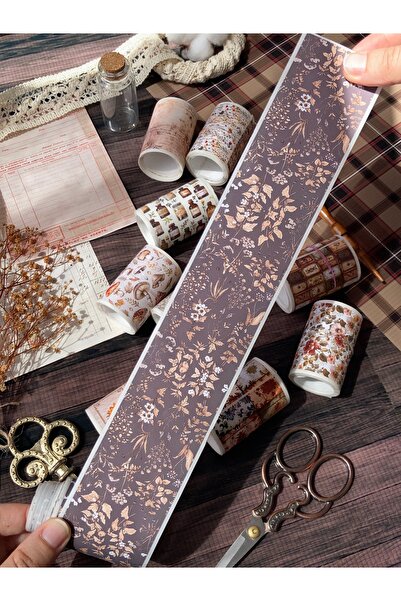 Hume Craft 2 Metre Vintage Kuru Dallar Temalı Washi Bant / Washitape / Bullet...