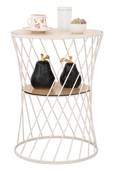 Begüsa Güzel Sehpa Krem Ahşap Akça