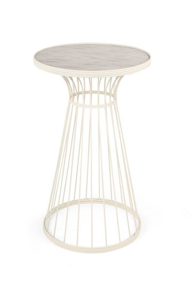 Begüsa Teksas Sehpa Beyaz Mermer Ahşap