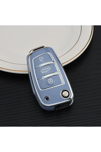 Alazpay Husă pentru chei din TPU pentru Audi A7 A6 A5 A4 A3 A1 & 8P 8L B6 B7 B8 C5 C6 4F TT RS & Q3 Q5 Q7 (albastru-1 bucată)