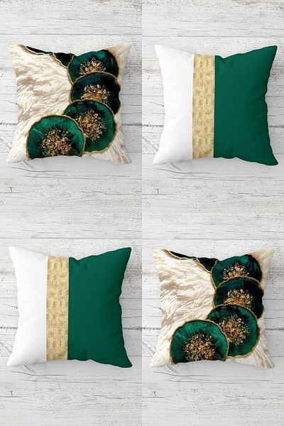 on the clouds Flower Patterned and Striped Hidden Zippered Throw Pillow Cover Sofa Pillow Cover Set (4pcs)
