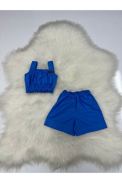 Moda Lina Girl's Crop Top and Shorts Set - Solid Color