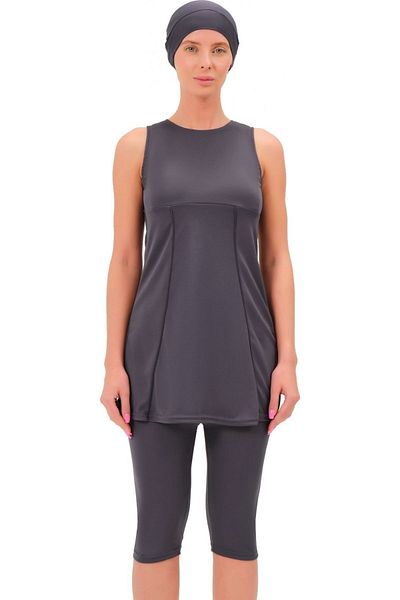 Argisa Strapless Sleeveless Plain Plain Semi Hijab Swimsuit 7812 Smoked Plus Size