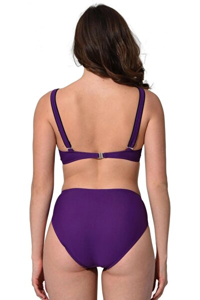 Argisa Düz Kruvaze Bikini 5032 Mor Büyük Beden
