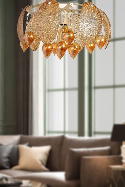 Begüsa Aksan Tekli Avize Beyaz Bal Cam