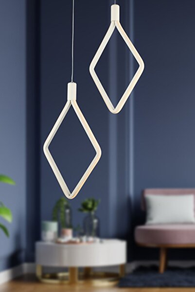 Begüsa Uras 3 Renk Ledli 2.li Avize Beyaz