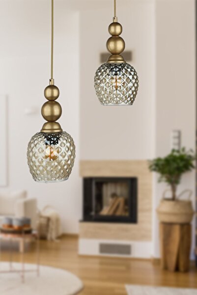 Begüsa Velas 2.li Avize Eskitme Füme Cam