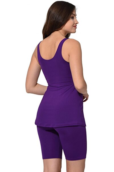 Argisa Tights Kini Patterned Shorts Tankini 5532 Patterned Purple Plus Size