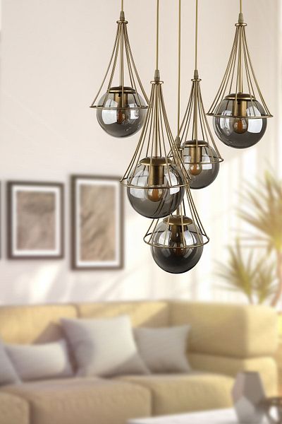 Begüsa Lapis Chandelier with 5 Trays Antiquated Smoked Glass