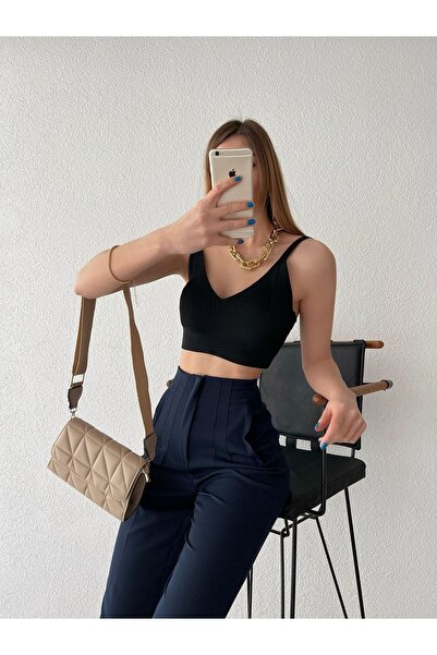 SHEVANE Чорні брюки з високою талією на манжетах