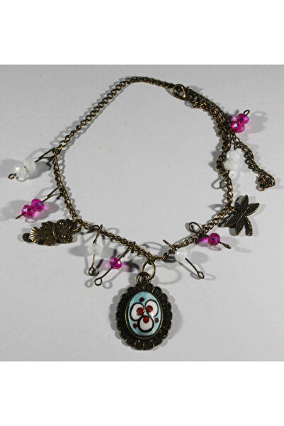 Çini Evi خلفية زرقاء حمراء البرسيم إيزنيك بلاط الخلخال