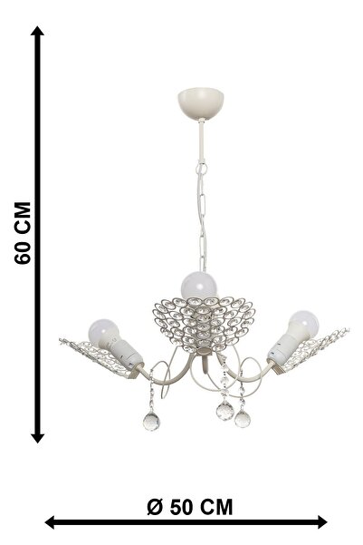 Begüsa Kristal Yaprak 3.lü Beyaz Avize