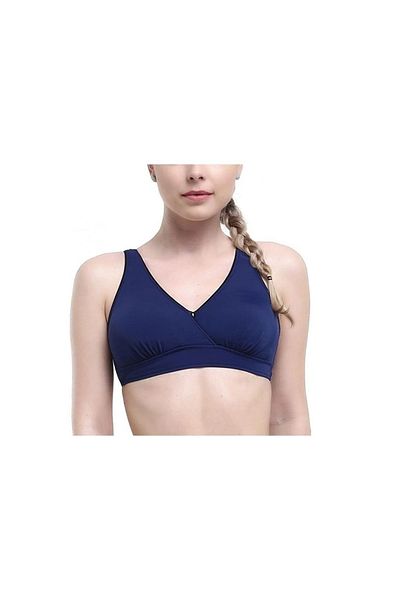 Argisa Women's Navy Blue Plain Double Breasted Oversize Bikini Set
