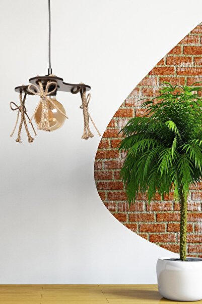 Begüsa Ceviz Ahşap Halatlı Tarz Tekli Avize