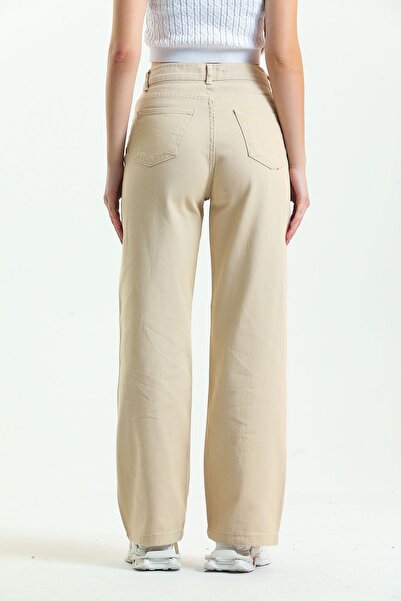 MAKRAS EXCLUSIVE Leo 90s Cream Ψηλόμεση - Boyfriend Φαρδύ Παντελόνι