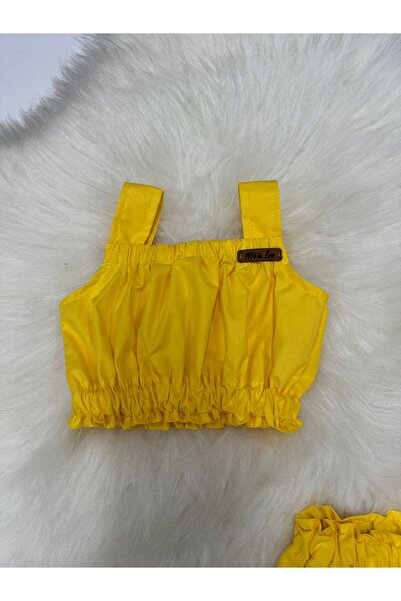 Moda Lina Solid Color Girls' Crop & Shorts Set