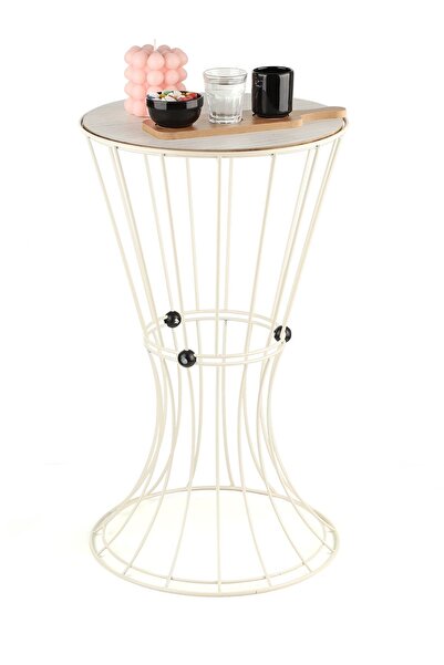 Begüsa Girne Sehpa Beyaz Akça Ahşap