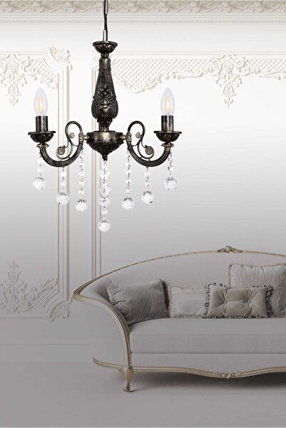 Begüsa Gupse 3'lü Siyah Patineli Avize