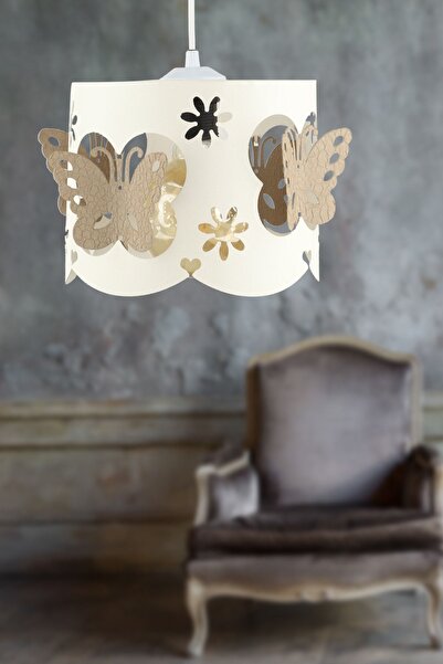 Begüsa Alara Tekli Avize Beyaz Kahve Kelebek