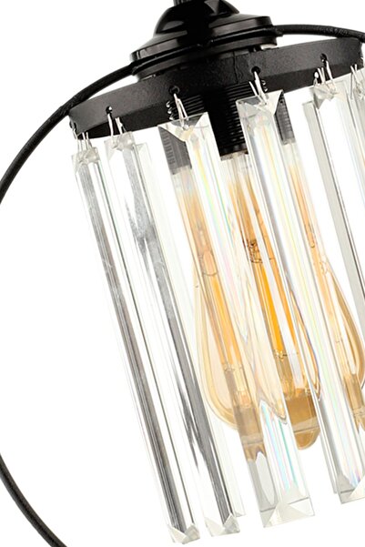 Begüsa Lemos Kristal Taşlı Tekli Avize Siyah